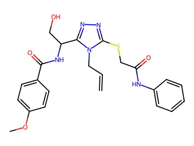 N-{2-hydroxy-1-[5-{[2-oxo-2-(phenylamino)ethyl]sulfanyl}-4-(prop-2-en-1-yl)-4H-1,2,4-triazol-3-yl]ethyl}-4-methoxybenzamide structure