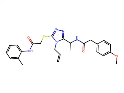 2-(4-methoxyphenyl)-N-{1-[5-({2-[(2-methylphenyl)amino]-2-oxoethyl}sulfanyl)-4-(prop-2-en-1-yl)-4H-1,2,4-triazol-3-yl]ethyl}acetamide structure