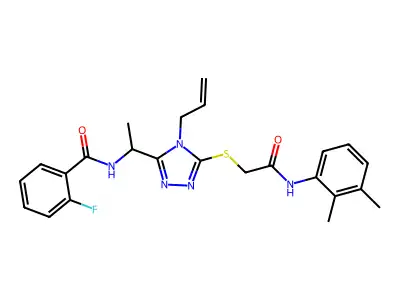 N-{1-[5-({2-[(2,3-dimethylphenyl)amino]-2-oxoethyl}sulfanyl)-4-(prop-2-en-1-yl)-4H-1,2,4-triazol-3-yl]ethyl}-2-fluorobenzamide structure