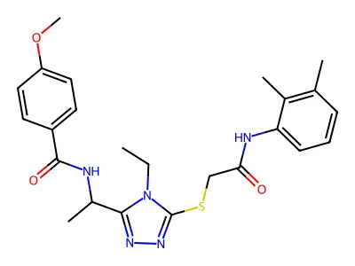 N-[1-[5-[2-(2,3-dimethylanilino)-2-oxoethyl]sulfanyl-4-ethyl-1,2,4-triazol-3-yl]ethyl]-4-methoxybenzamide structure