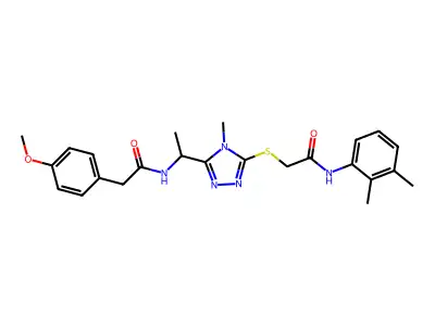 N-{1-[5-({2-[(2,3-dimethylphenyl)amino]-2-oxoethyl}sulfanyl)-4-methyl-4H-1,2,4-triazol-3-yl]ethyl}-2-(4-methoxyphenyl)acetamide structure