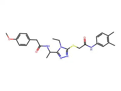 N-(3,4-dimethylphenyl)-2-{[4-ethyl-5-(1-{[(4-methoxyphenyl)acetyl]amino}ethyl)-4H-1,2,4-triazol-3-yl]sulfanyl}acetamide structure