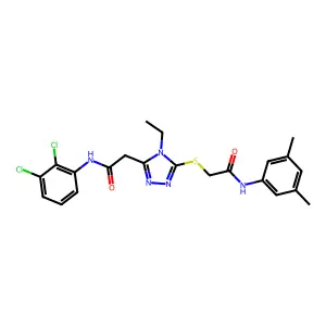 2-[(5-{2-[(2,3-dichlorophenyl)amino]-2-oxoethyl}-4-ethyl-4H-1,2,4-triazol-3-yl)sulfanyl]-N-(3,5-dimethylphenyl)acetamide structure