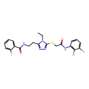 N-[2-[5-[2-(2,3-dichloroanilino)-2-oxoethyl]sulfanyl-4-ethyl-1,2,4-triazol-3-yl]ethyl]-2-fluorobenzamide structure