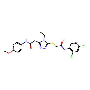 2-[5-({2-[(2,4-dichlorophenyl)amino]-2-oxoethyl}sulfanyl)-4-ethyl-4H-1,2,4-triazol-3-yl]-N-(4-methoxyphenyl)acetamide structure