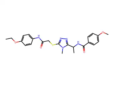 N-{1-[5-({2-[(4-ethoxyphenyl)amino]-2-oxoethyl}sulfanyl)-4-methyl-4H-1,2,4-triazol-3-yl]ethyl}-4-methoxybenzamide structure