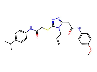 2-{[5-{2-[(4-methoxyphenyl)amino]-2-oxoethyl}-4-(prop-2-en-1-yl)-4H-1,2,4-triazol-3-yl]sulfanyl}-N-[4-(propan-2-yl)phenyl]acetamide structure