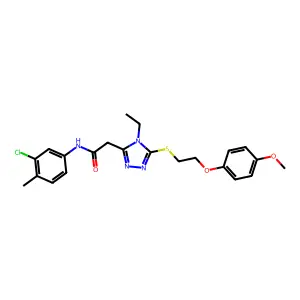 N-(3-chloro-4-methylphenyl)-2-(4-ethyl-5-{[2-(4-methoxyphenoxy)ethyl]sulfanyl}-4H-1,2,4-triazol-3-yl)acetamide structure