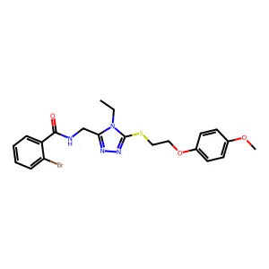 2-bromo-N-[(4-ethyl-5-{[2-(4-methoxyphenoxy)ethyl]sulfanyl}-4H-1,2,4-triazol-3-yl)methyl]benzamide structure