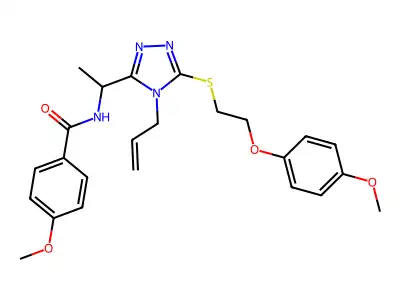 4-methoxy-N-{1-[5-{[2-(4-methoxyphenoxy)ethyl]sulfanyl}-4-(prop-2-en-1-yl)-4H-1,2,4-triazol-3-yl]ethyl}benzamide structure