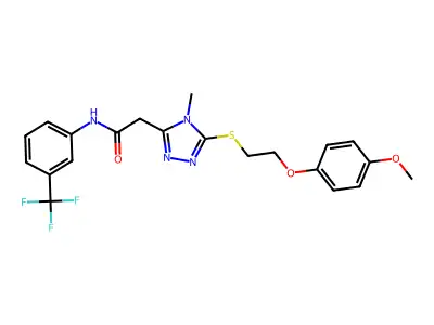2-(5-{[2-(4-methoxyphenoxy)ethyl]sulfanyl}-4-methyl-4H-1,2,4-triazol-3-yl)-N-[3-(trifluoromethyl)phenyl]acetamide structure