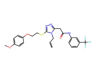 2-[5-[2-(4-methoxyphenoxy)ethylsulfanyl]-4-prop-2-enyl-1,2,4-triazol-3-yl]-N-[3-(trifluoromethyl)phenyl]acetamide structure