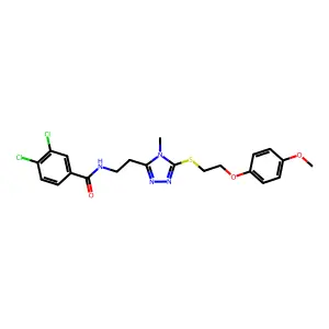 3,4-dichloro-N-[2-(5-{[2-(4-methoxyphenoxy)ethyl]sulfanyl}-4-methyl-4H-1,2,4-triazol-3-yl)ethyl]benzamide structure