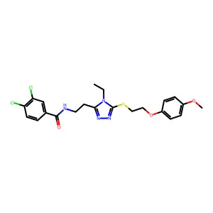 3,4-dichloro-N-[2-(4-ethyl-5-{[2-(4-methoxyphenoxy)ethyl]sulfanyl}-4H-1,2,4-triazol-3-yl)ethyl]benzamide structure