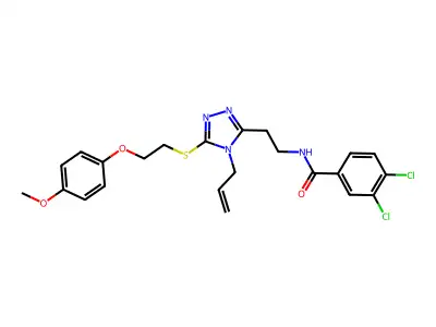 3,4-dichloro-N-[2-[5-[2-(4-methoxyphenoxy)ethylsulfanyl]-4-prop-2-enyl-1,2,4-triazol-3-yl]ethyl]benzamide structure