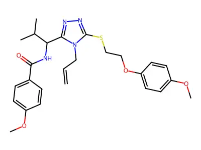 4-methoxy-N-[1-[5-[2-(4-methoxyphenoxy)ethylsulfanyl]-4-prop-2-enyl-1,2,4-triazol-3-yl]-2-methylpropyl]benzamide structure
