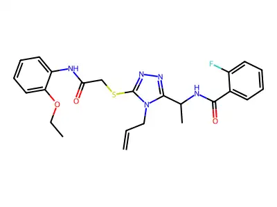 N-{1-[5-({2-[(2-ethoxyphenyl)amino]-2-oxoethyl}sulfanyl)-4-(prop-2-en-1-yl)-4H-1,2,4-triazol-3-yl]ethyl}-2-fluorobenzamide structure