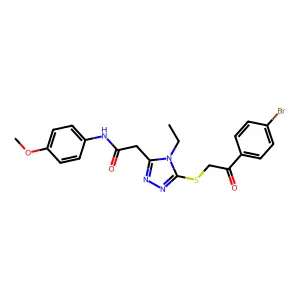 2-(5-{[2-(4-bromophenyl)-2-oxoethyl]sulfanyl}-4-ethyl-4H-1,2,4-triazol-3-yl)-N-(4-methoxyphenyl)acetamide structure