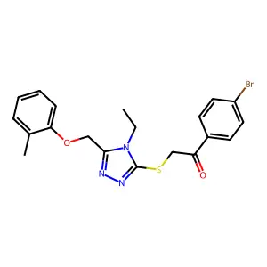 1-(4-bromophenyl)-2-[[4-ethyl-5-[(2-methylphenoxy)methyl]-1,2,4-triazol-3-yl]sulfanyl]ethanone structure