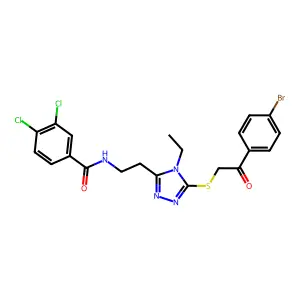 N-[2-(5-{[2-(4-bromophenyl)-2-oxoethyl]sulfanyl}-4-ethyl-4H-1,2,4-triazol-3-yl)ethyl]-3,4-dichlorobenzamide structure