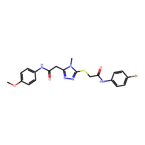 2-[5-({2-[(4-bromophenyl)amino]-2-oxoethyl}sulfanyl)-4-methyl-4H-1,2,4-triazol-3-yl]-N-(4-methoxyphenyl)acetamide structure