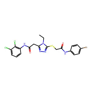2-[5-({2-[(4-bromophenyl)amino]-2-oxoethyl}sulfanyl)-4-ethyl-4H-1,2,4-triazol-3-yl]-N-(2,3-dichlorophenyl)acetamide structure