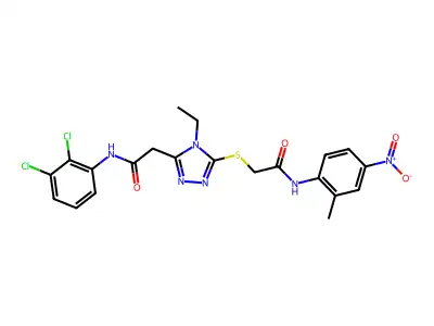 2-[(5-{2-[(2,3-dichlorophenyl)amino]-2-oxoethyl}-4-ethyl-4H-1,2,4-triazol-3-yl)sulfanyl]-N-(2-methyl-4-nitrophenyl)acetamide structure