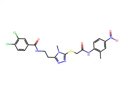 3,4-dichloro-N-[2-[4-methyl-5-[2-(2-methyl-4-nitroanilino)-2-oxoethyl]sulfanyl-1,2,4-triazol-3-yl]ethyl]benzamide structure