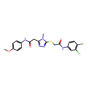 2-[5-({2-[(4-bromo-3-chlorophenyl)amino]-2-oxoethyl}sulfanyl)-4-methyl-4H-1,2,4-triazol-3-yl]-N-(4-methoxyphenyl)acetamide structure