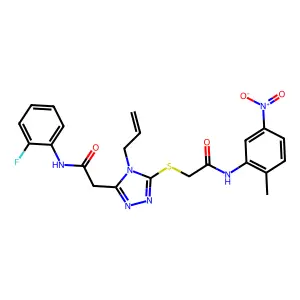 2-{[5-{2-[(2-fluorophenyl)amino]-2-oxoethyl}-4-(prop-2-en-1-yl)-4H-1,2,4-triazol-3-yl]sulfanyl}-N-(2-methyl-5-nitrophenyl)acetamide structure