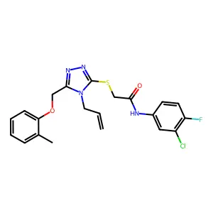 N-(3-chloro-4-fluorophenyl)-2-({5-[(2-methylphenoxy)methyl]-4-(prop-2-en-1-yl)-4H-1,2,4-triazol-3-yl}sulfanyl)acetamide structure