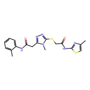 2-[(4-methyl-5-{2-[(2-methylphenyl)amino]-2-oxoethyl}-4H-1,2,4-triazol-3-yl)sulfanyl]-N-(4-methyl-1,3-thiazol-2-yl)acetamide structure