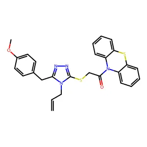 2-[[5-[(4-methoxyphenyl)methyl]-4-prop-2-enyl-1,2,4-triazol-3-yl]sulfanyl]-1-phenothiazin-10-ylethanone structure