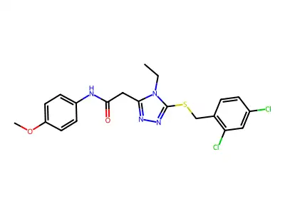 2-[5-[(2,4-dichlorophenyl)methylsulfanyl]-4-ethyl-1,2,4-triazol-3-yl]-N-(4-methoxyphenyl)acetamide structure