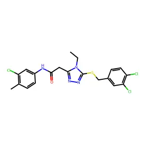 N-(3-chloro-4-methylphenyl)-2-[5-[(3,4-dichlorophenyl)methylsulfanyl]-4-ethyl-1,2,4-triazol-3-yl]acetamide structure