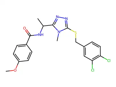 N-[1-[5-[(3,4-dichlorophenyl)methylsulfanyl]-4-methyl-1,2,4-triazol-3-yl]ethyl]-4-methoxybenzamide structure