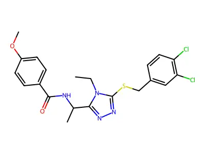 N-(1-{5-[(3,4-dichlorobenzyl)sulfanyl]-4-ethyl-4H-1,2,4-triazol-3-yl}ethyl)-4-methoxybenzamide structure