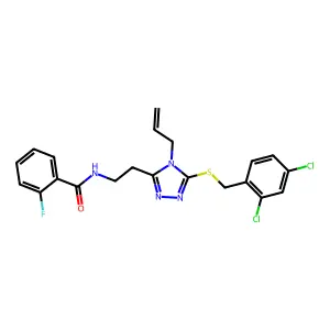 N-(2-{5-[(2,4-dichlorobenzyl)sulfanyl]-4-(prop-2-en-1-yl)-4H-1,2,4-triazol-3-yl}ethyl)-2-fluorobenzamide structure