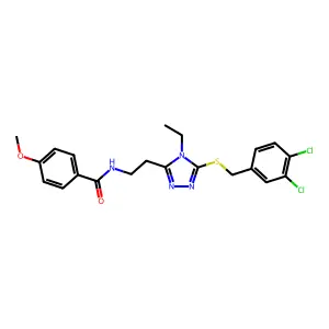 N-[2-[5-[(3,4-dichlorophenyl)methylsulfanyl]-4-ethyl-1,2,4-triazol-3-yl]ethyl]-4-methoxybenzamide structure
