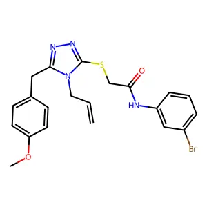 N-(3-bromophenyl)-2-[[5-[(4-methoxyphenyl)methyl]-4-prop-2-enyl-1,2,4-triazol-3-yl]sulfanyl]acetamide structure