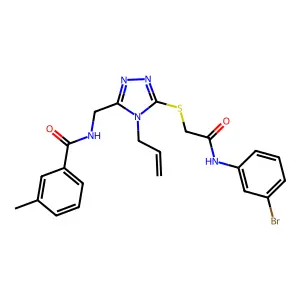 N-[[5-[2-(3-bromoanilino)-2-oxoethyl]sulfanyl-4-prop-2-enyl-1,2,4-triazol-3-yl]methyl]-3-methylbenzamide structure