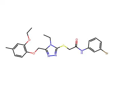 N-(3-bromophenyl)-2-({5-[(2-ethoxy-4-methylphenoxy)methyl]-4-ethyl-4H-1,2,4-triazol-3-yl}sulfanyl)acetamide structure