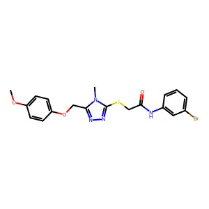 N-(3-bromophenyl)-2-[[5-[(4-methoxyphenoxy)methyl]-4-methyl-1,2,4-triazol-3-yl]sulfanyl]acetamide structure
