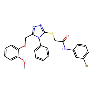 N-(3-bromophenyl)-2-[[5-[(2-methoxyphenoxy)methyl]-4-phenyl-1,2,4-triazol-3-yl]sulfanyl]acetamide structure