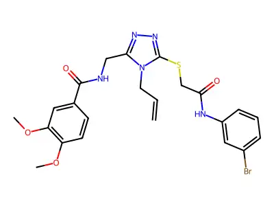 N-[[5-[2-(3-bromoanilino)-2-oxoethyl]sulfanyl-4-prop-2-enyl-1,2,4-triazol-3-yl]methyl]-3,4-dimethoxybenzamide structure