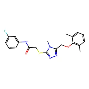 2-({5-[(2,6-dimethylphenoxy)methyl]-4-methyl-4H-1,2,4-triazol-3-yl}sulfanyl)-N-(3-fluorophenyl)acetamide structure