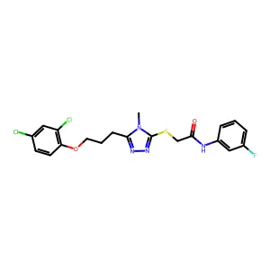 2-[[5-[3-(2,4-dichlorophenoxy)propyl]-4-methyl-1,2,4-triazol-3-yl]sulfanyl]-N-(3-fluorophenyl)acetamide structure