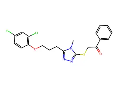 2-({5-[3-(2,4-dichlorophenoxy)propyl]-4-methyl-4H-1,2,4-triazol-3-yl}sulfanyl)-1-phenylethanone structure
