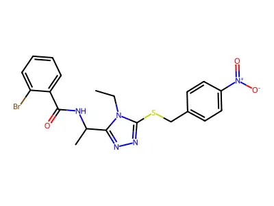 2-bromo-N-(1-{4-ethyl-5-[(4-nitrobenzyl)sulfanyl]-4H-1,2,4-triazol-3-yl}ethyl)benzamide structure