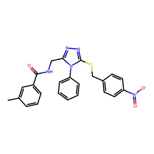 3-methyl-N-[[5-[(4-nitrophenyl)methylsulfanyl]-4-phenyl-1,2,4-triazol-3-yl]methyl]benzamide structure